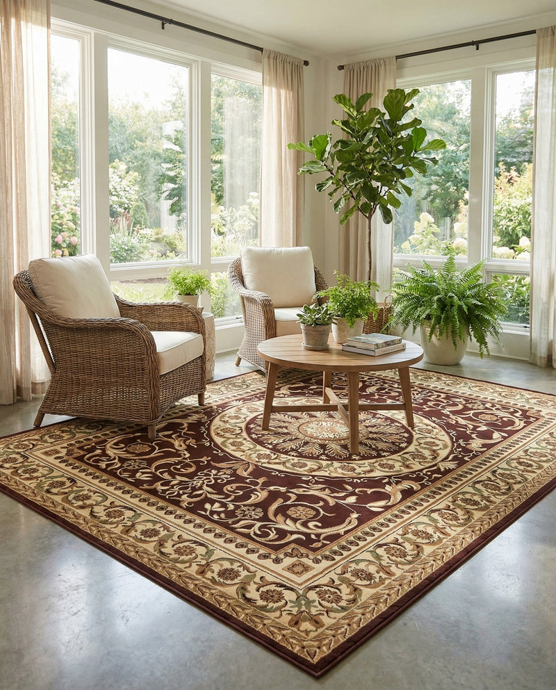 Versailles Elegance Collection Area Rug -  Montreuil Rectangle Brown  lifestyle 73