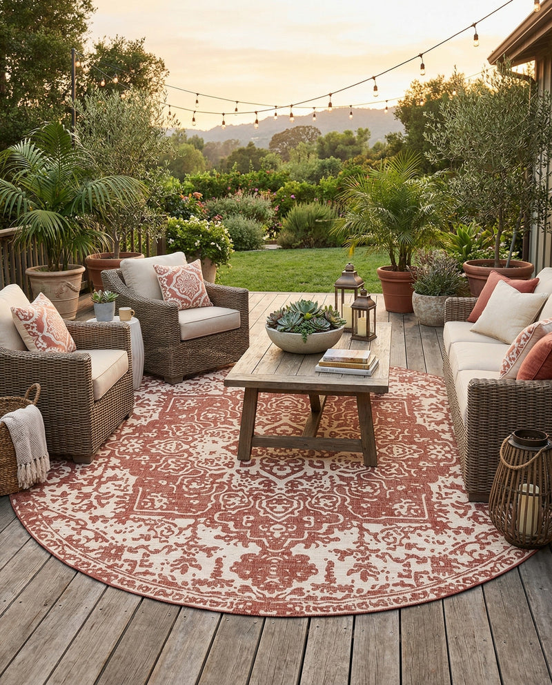 Urban Oasis Rugs Collection Area Rug -  Penthouse (Rust Red) Round Rust Red  lifestyle 66