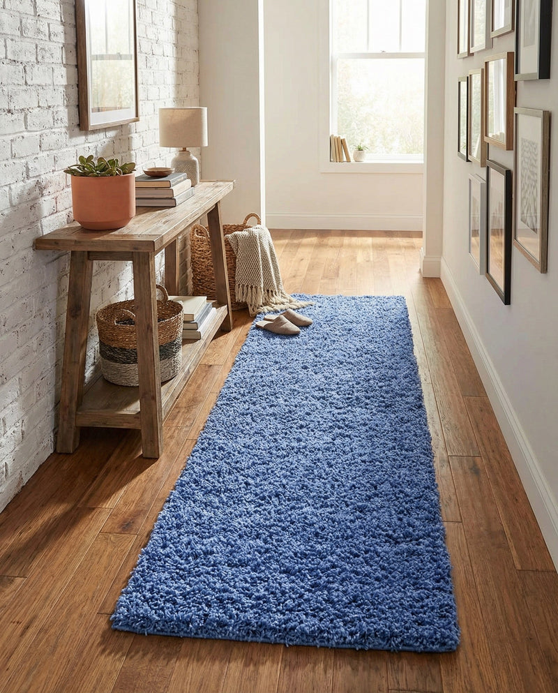 Plush Oasis Collection Area Rug - Serenity (Periwinkle Blue) Runner Periwinkle Blue  lifestyle 27