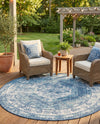 Patio Heritage Collection Area Rug -  Augusta (Blue) Round Blue  lifestyle 58