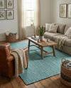 Woven Seaside Jute Collection Area Rug - Savannah (Turquoise) Rectangle Turquoise  lifestyle 9