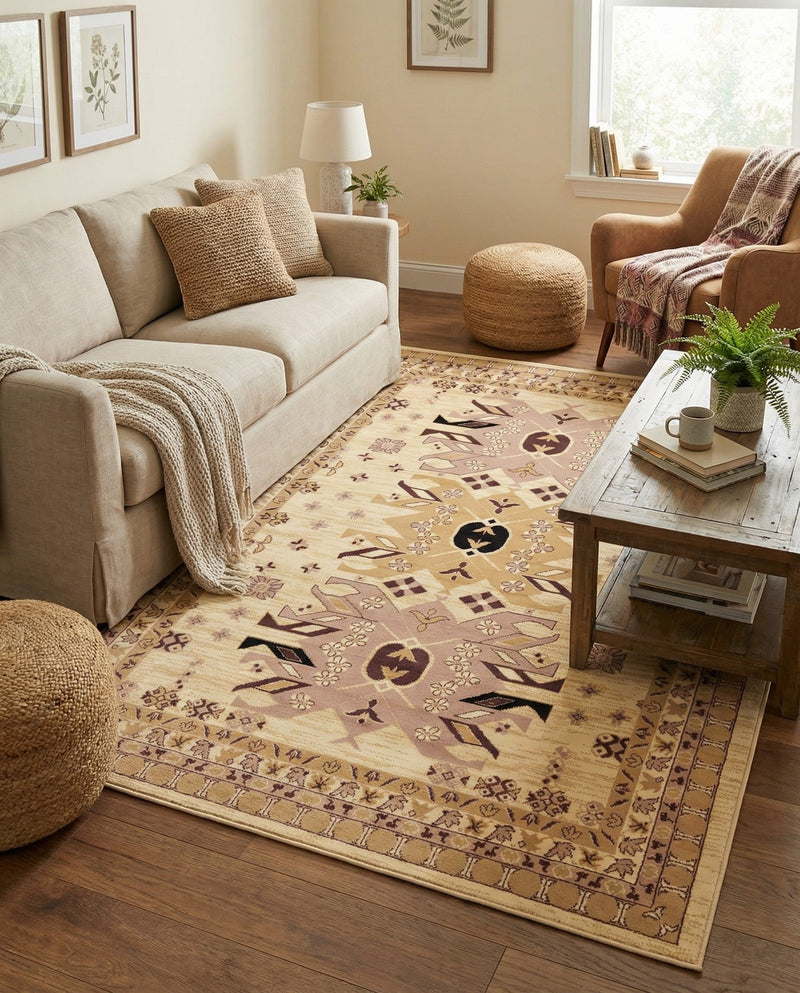 Tabriz Tapestries Collection Area Rug - Azerbaijan (Ivory) Rectangle Ivory  lifestyle 15