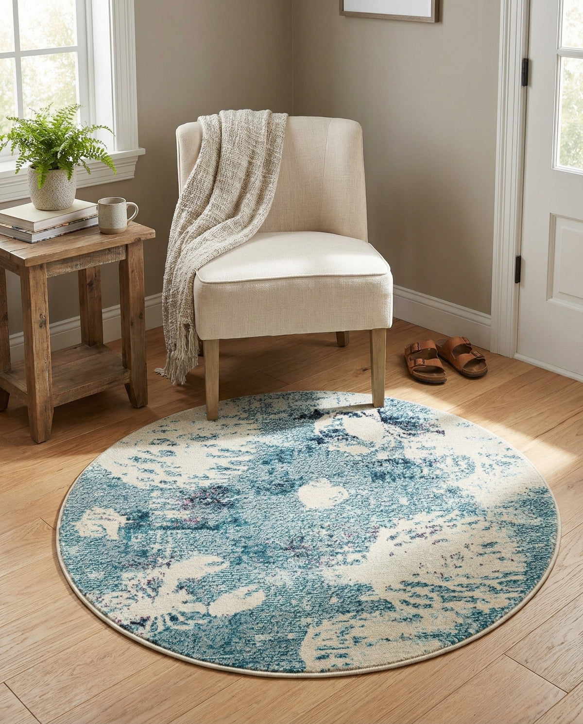 Sorrento Shores Collection Area Rug -  Vico Round Light Blue  lifestyle 131