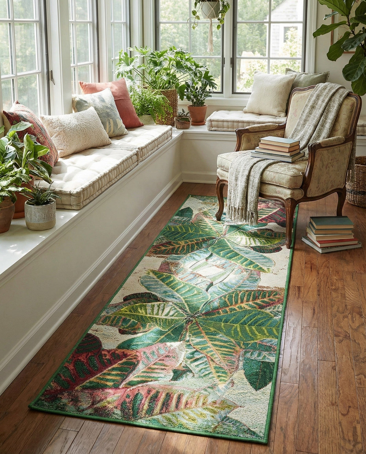 Seaside Blooms Collection Area Rug -  Fern Runner Multi  lifestyle 122