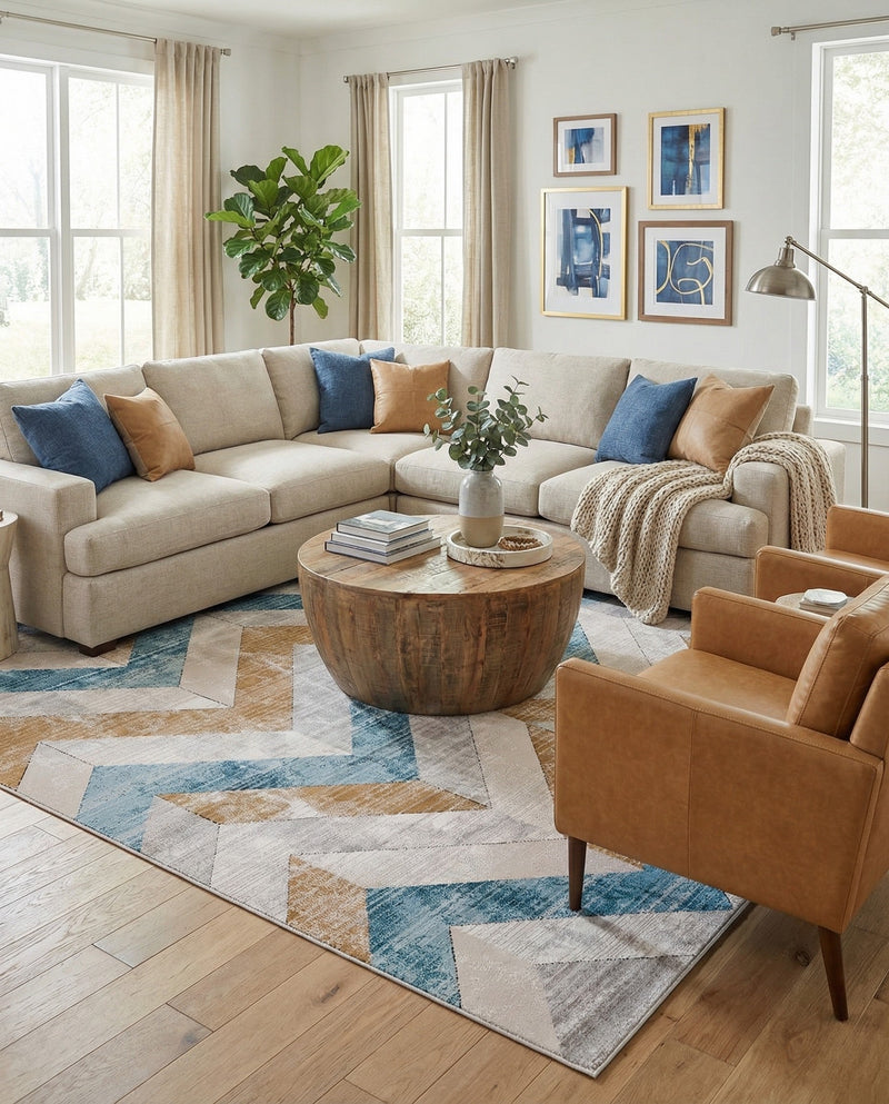 Dresden Elegance Collection Area Rug -  Bautzen Rectangle Blue  lifestyle 7