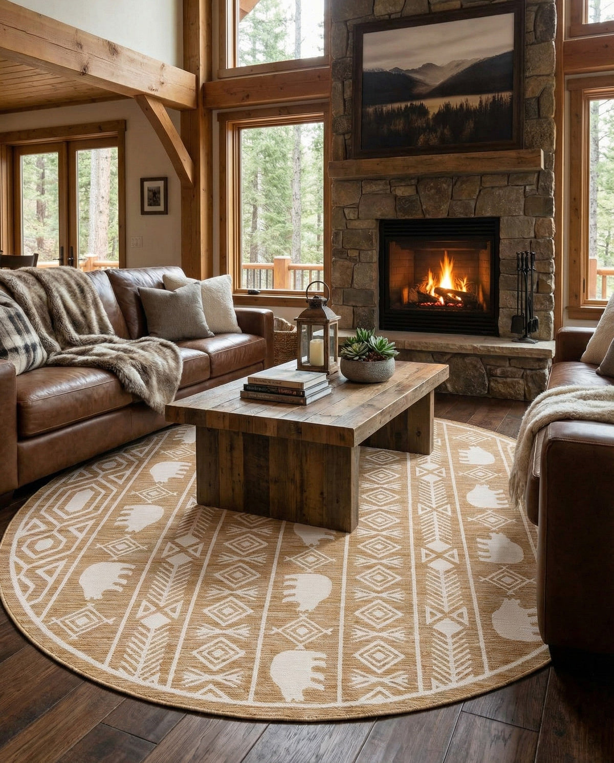 Mesa Oasis Rugs Collection Area Rug - Sundown Round Taupe  lifestyle 120