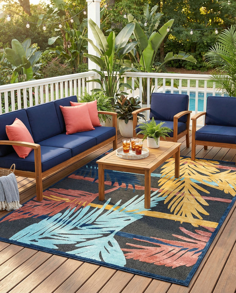Caribbean Terrace Collection Area Rug - Antigua Rectangle Charcoal  lifestyle 25