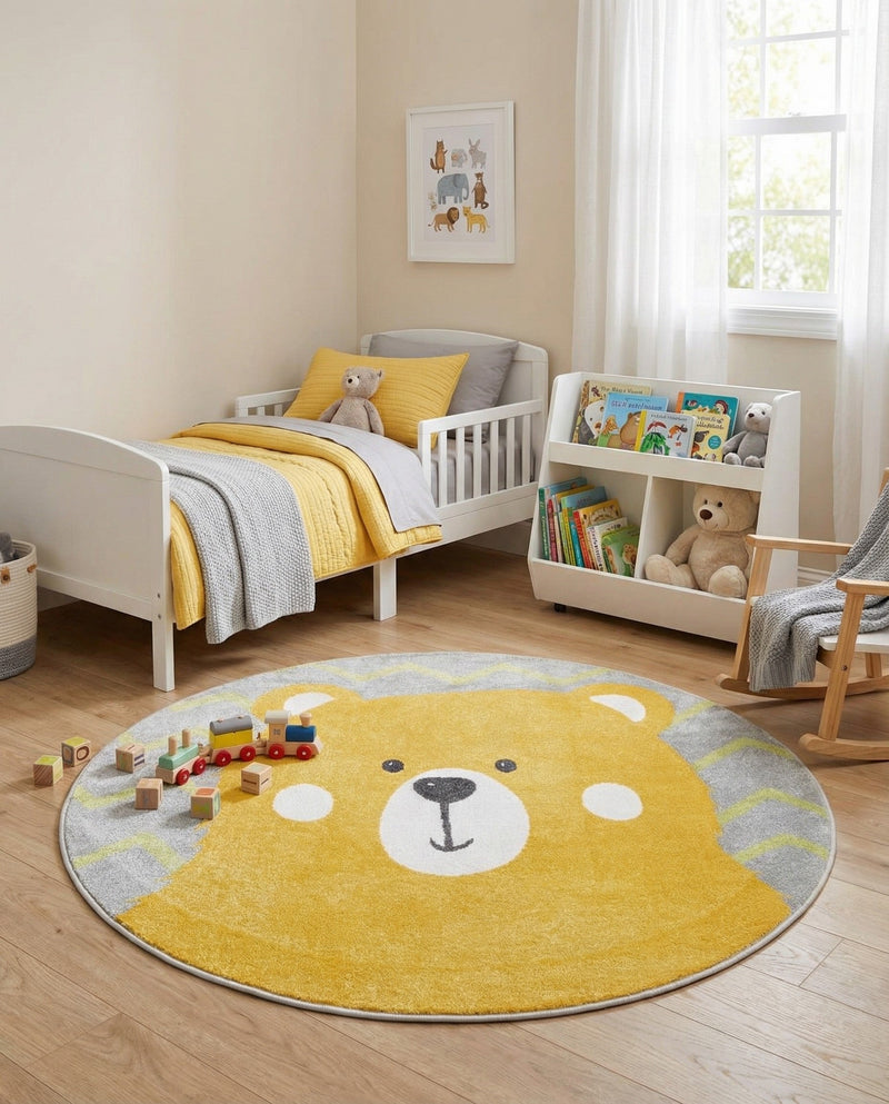 Wonder Tykes Collection Area Rug -  Whirlwind Round Yellow  lifestyle 14