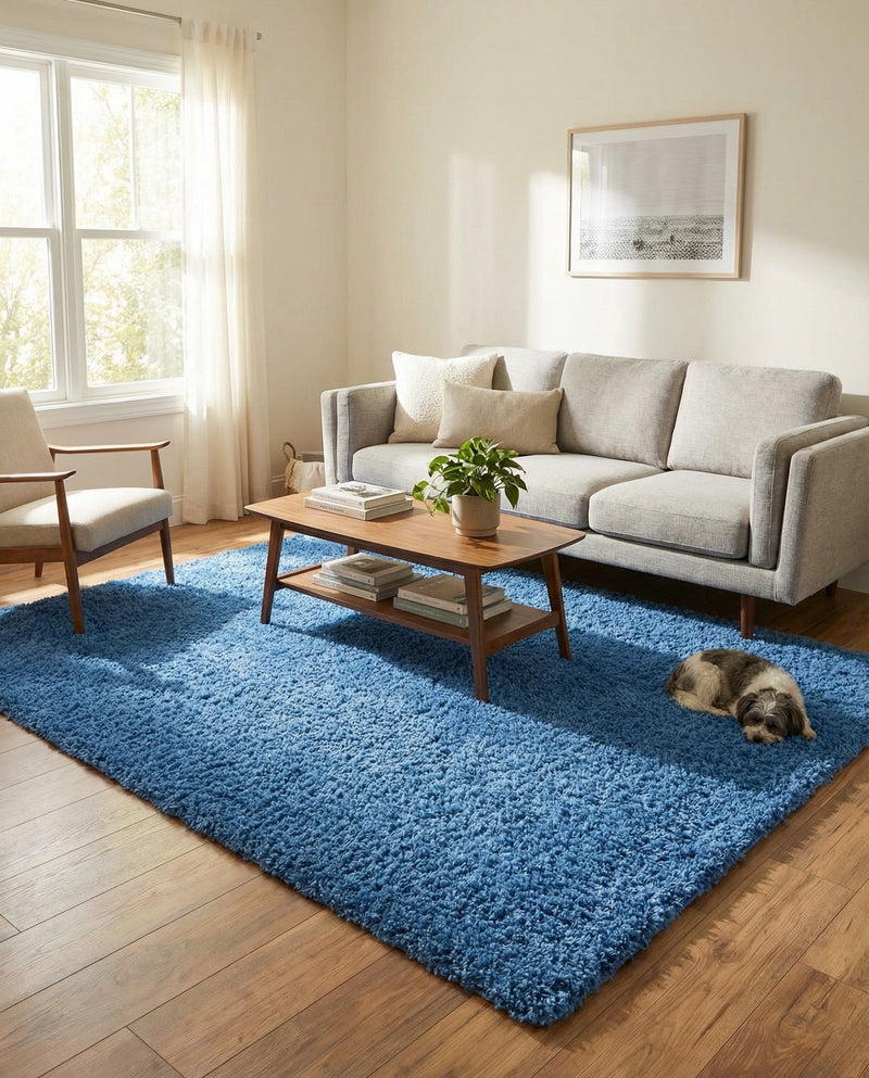 Plush Oasis Collection Area Rug - Serenity (Periwinkle Blue) Rectangle Periwinkle Blue  lifestyle 7