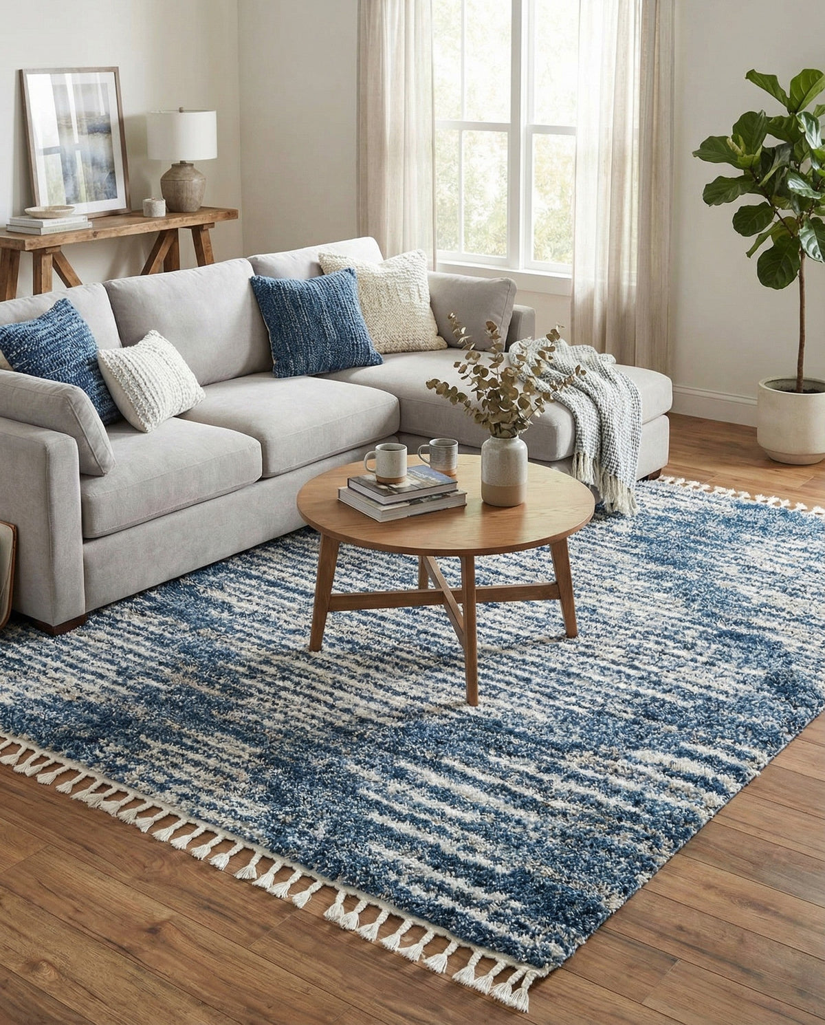 Tranquil Tides Shag Collection Area Rug -  Azure Square Blue  lifestyle 105