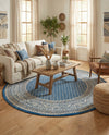 Soho Elegance Collection Area Rug -  Mercer (Blue) Round Blue  lifestyle 45