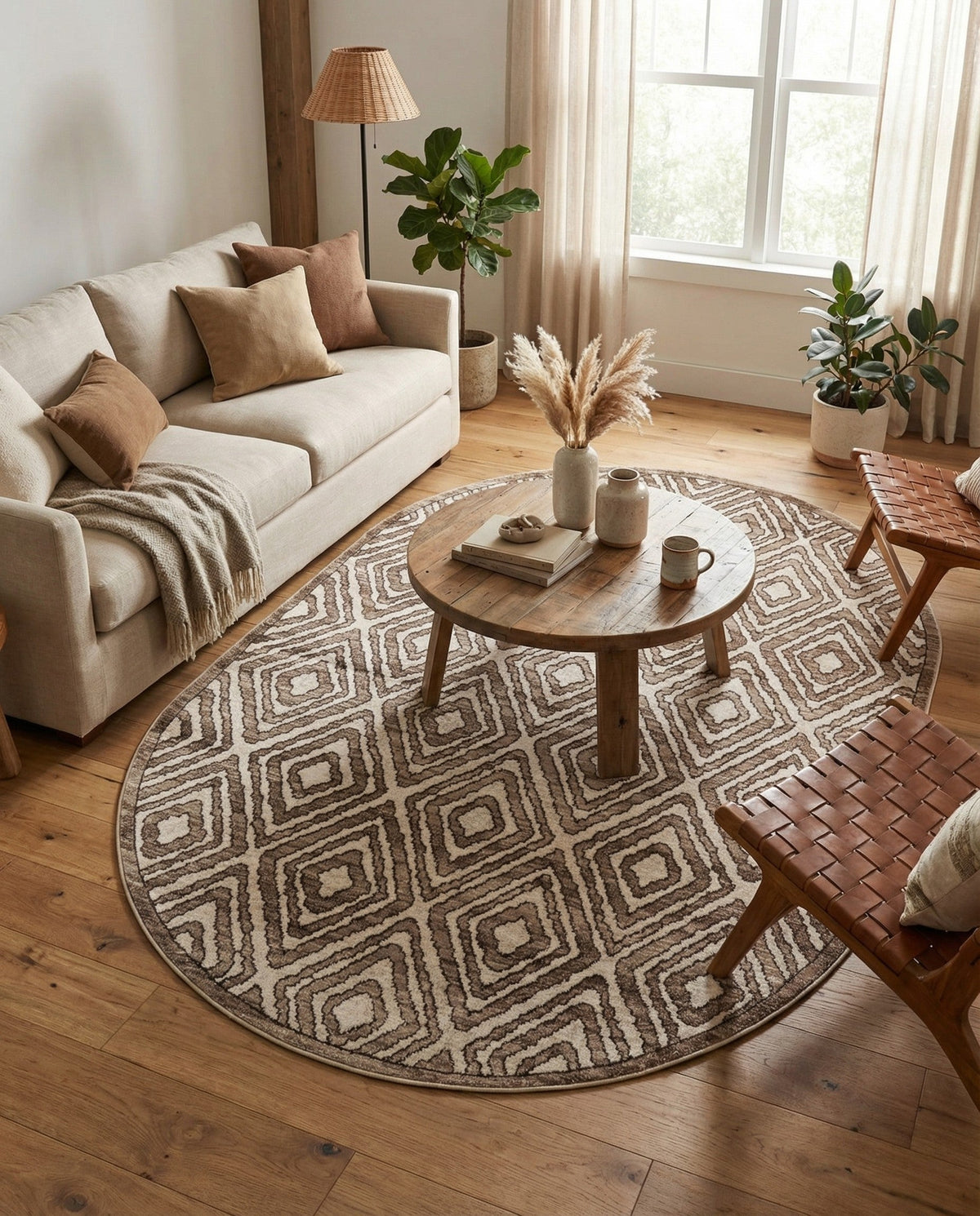 Sanctuary Retreat Collection Area Rug -  Oasis Oval Chocolate Brown  lifestyle 155
