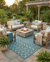 Savannah Pergola Collection Area Rug -  Pergola (Teal) Square Teal  lifestyle 74