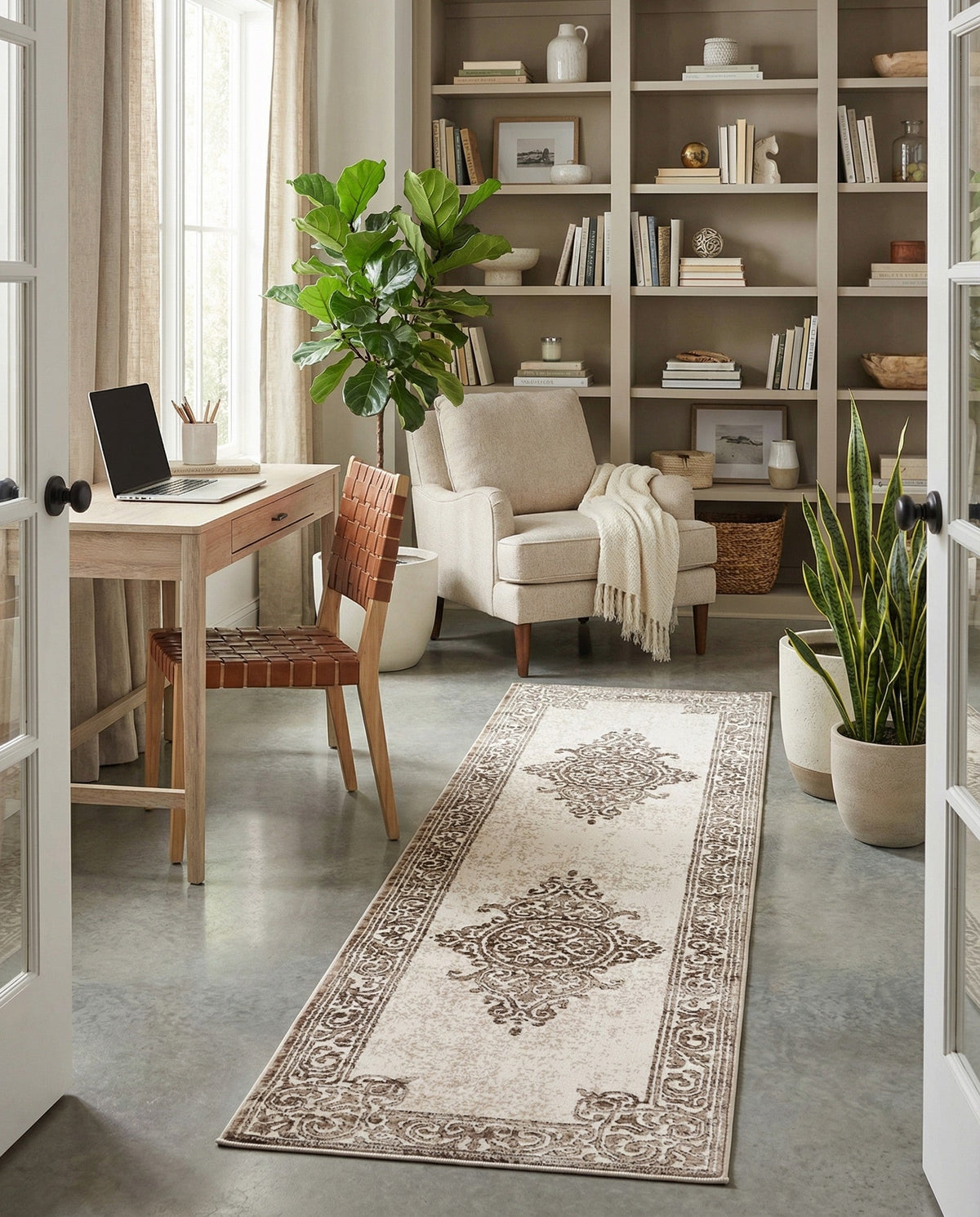 Sanctuary Retreat Collection Area Rug - Haven Runner Chocolate Brown  lifestyle 99