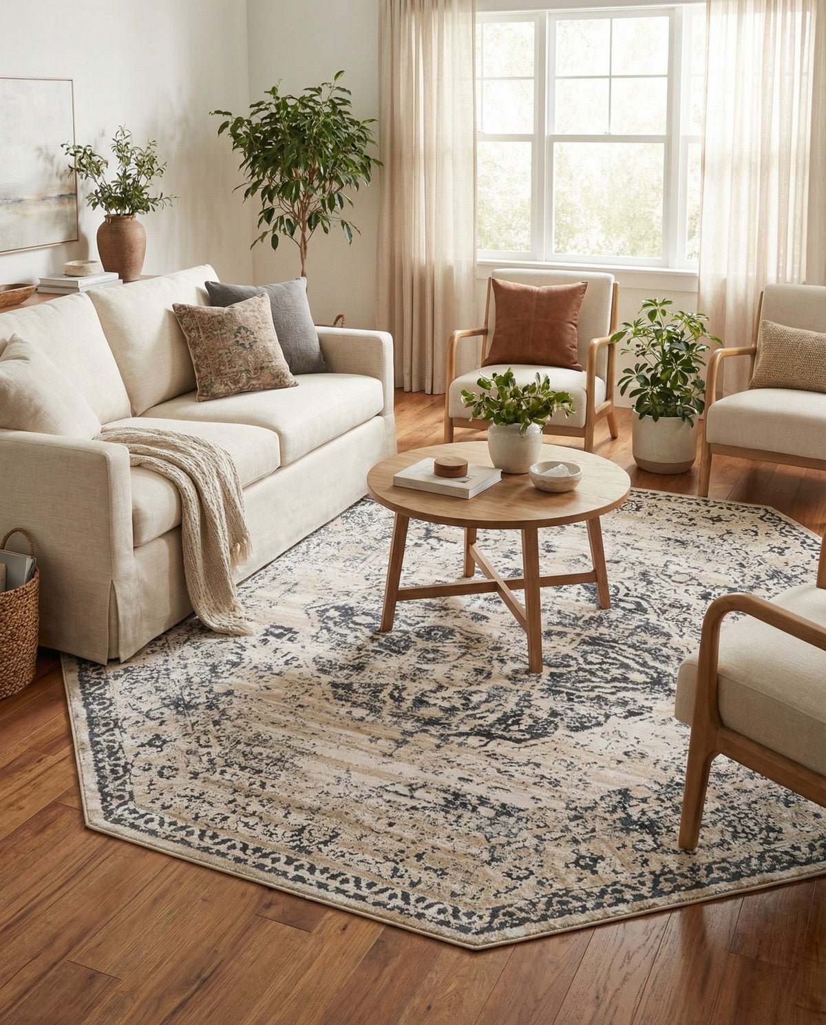Coastal Manor Collection Area Rug -  Dunes Octagon Dark Blue  lifestyle 88
