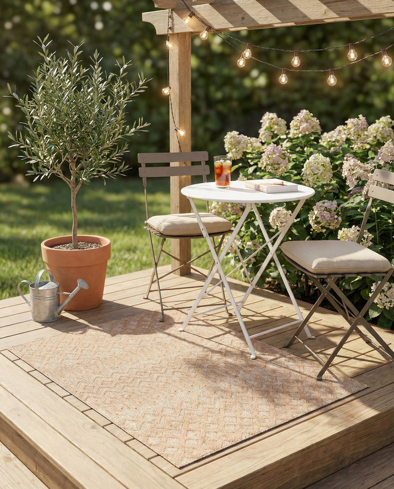 Garden Lattice Charm Collection Area Rug -  Pergola (Beige) Rectangle Beige  lifestyle 7