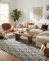 Osian Looms Collection Area Rug - Colaba Rectangle Black and White  lifestyle 39