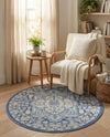 Savannah Series Collection Area Rug - Charleston (French Blue) Round French Blue  lifestyle 62