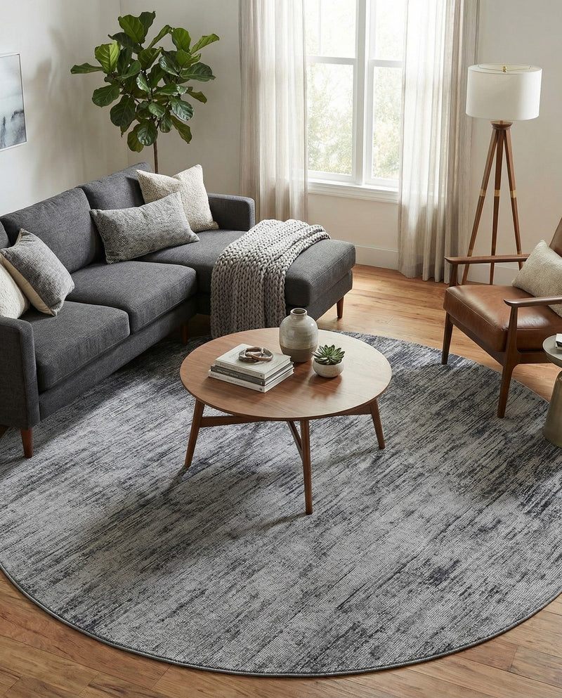 Sahara Essence Collection Area Rug - Oasis (Black) Round Black  lifestyle 69
