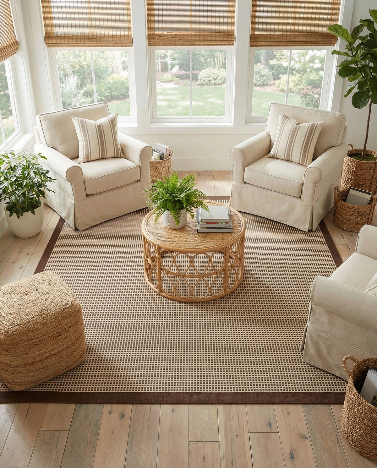 Terrace Fringe Collection Area Rug - Oceanside Square Brown  lifestyle 158