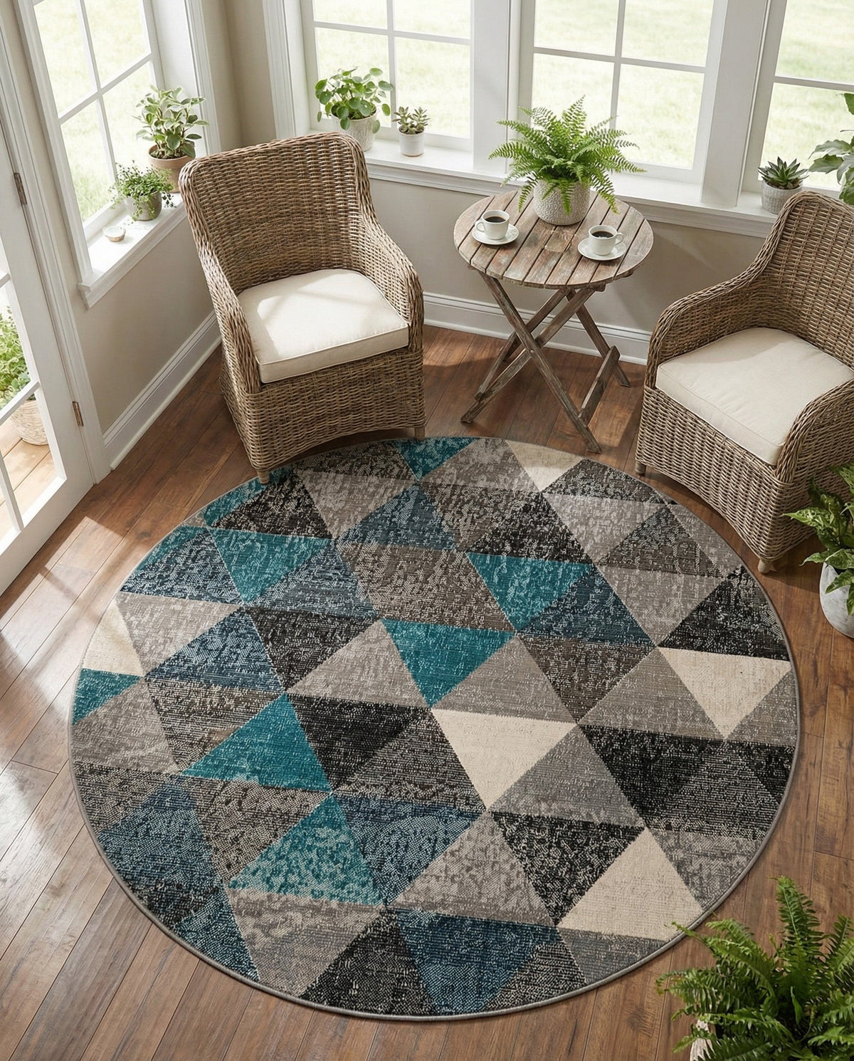 Seville Elegance Collection Area Rug -  Malaga Round Gray  lifestyle 80