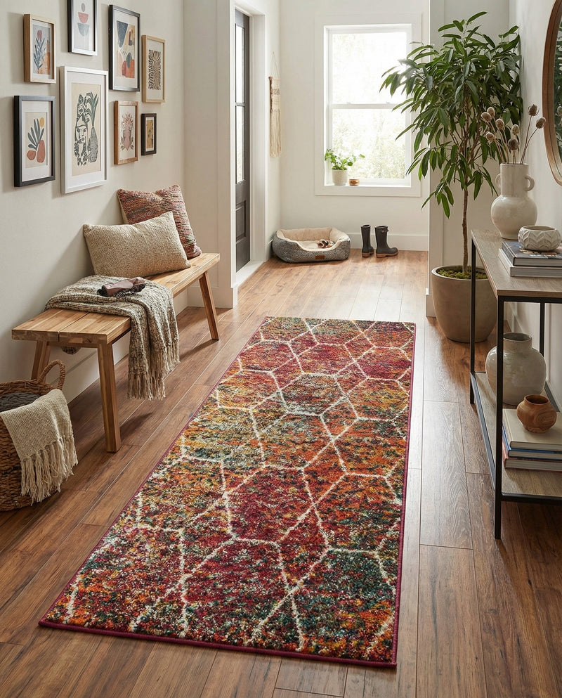 Trellis Mosaic Collection Area Rug - Arborville (Multi) Runner Multi  lifestyle 43