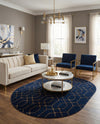Hollywood Luxe Collection Area Rug - Sunset (Navy Blue Gold) Oval Navy Blue Gold  lifestyle 64