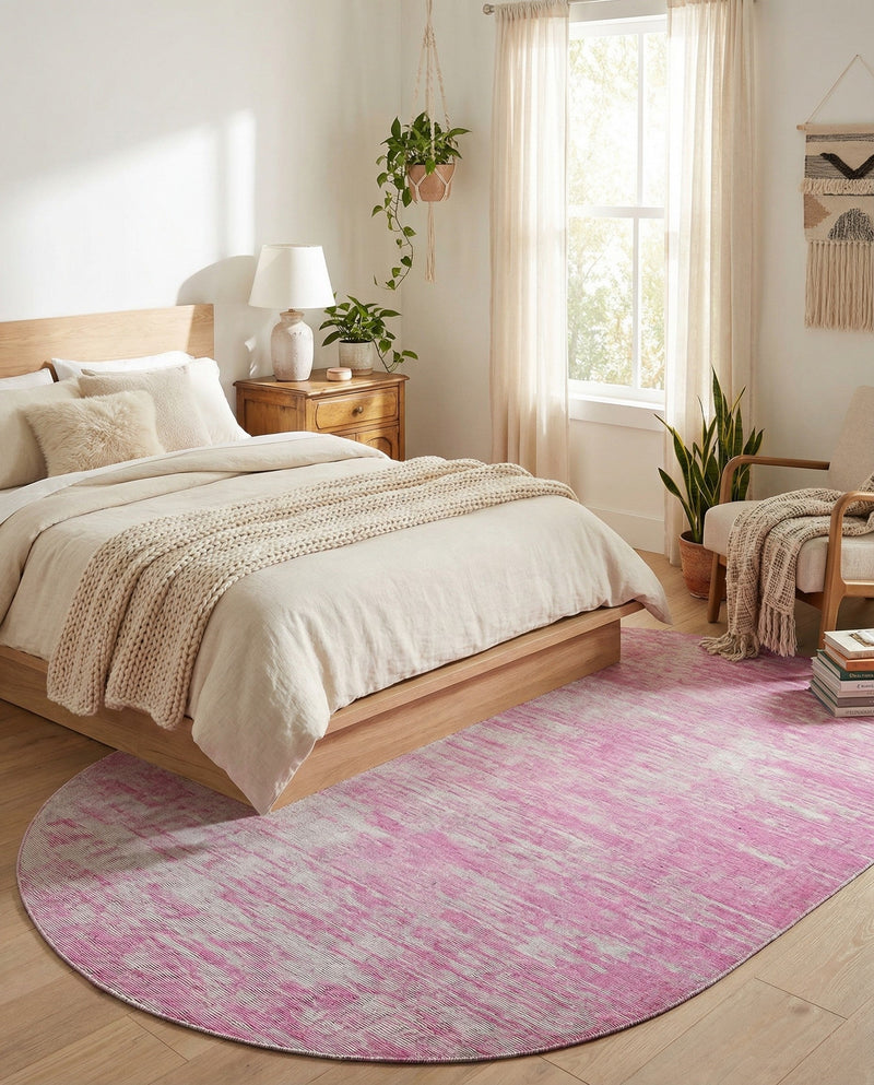 Sahara Essence Collection Area Rug - Oasis (Pink) Oval Pink  lifestyle 78