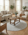 Garden Lattice Charm Collection Area Rug - Arbor (Grey) Round Grey  lifestyle 52