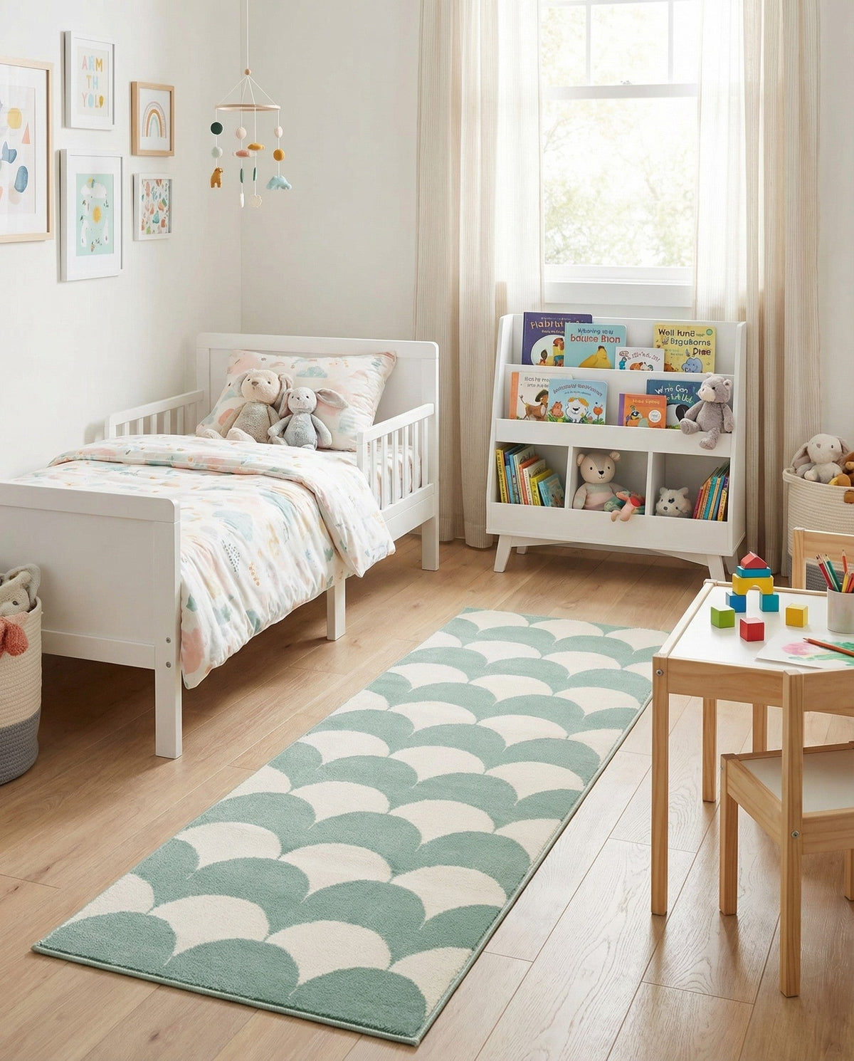 Wonder Tykes Collection Area Rug - Sparklewood Runner Soft Green  lifestyle 150