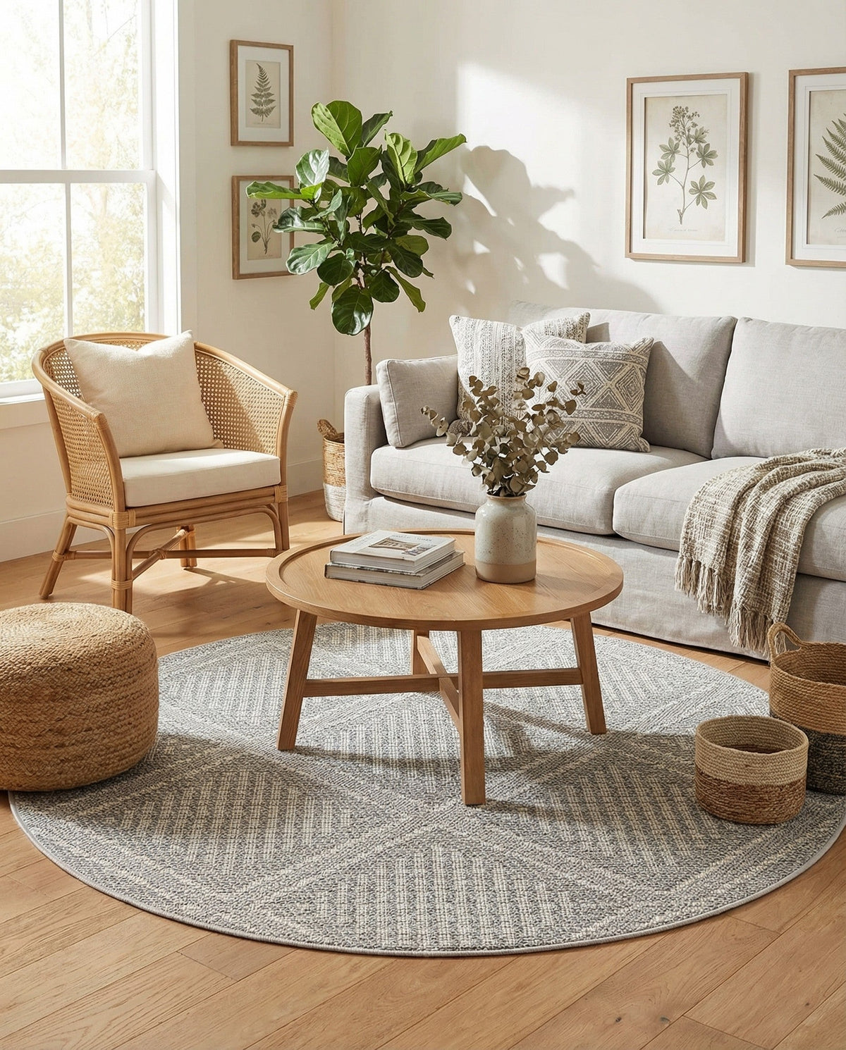 Savannah Pergola Collection Area Rug -  Eden Round Light Gray  lifestyle 143
