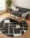 Urban Terrace Collection Area Rug -  Parkside Round Black and White  lifestyle 31