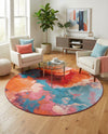 Urban Terrace Collection Area Rug -  Patio Round Gray and Pink  lifestyle 19