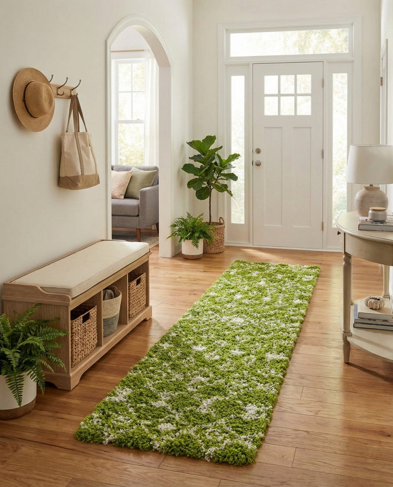 Berber Lattice Shag Collection Area Rug - Atlas (Green) Runner Green  lifestyle 39