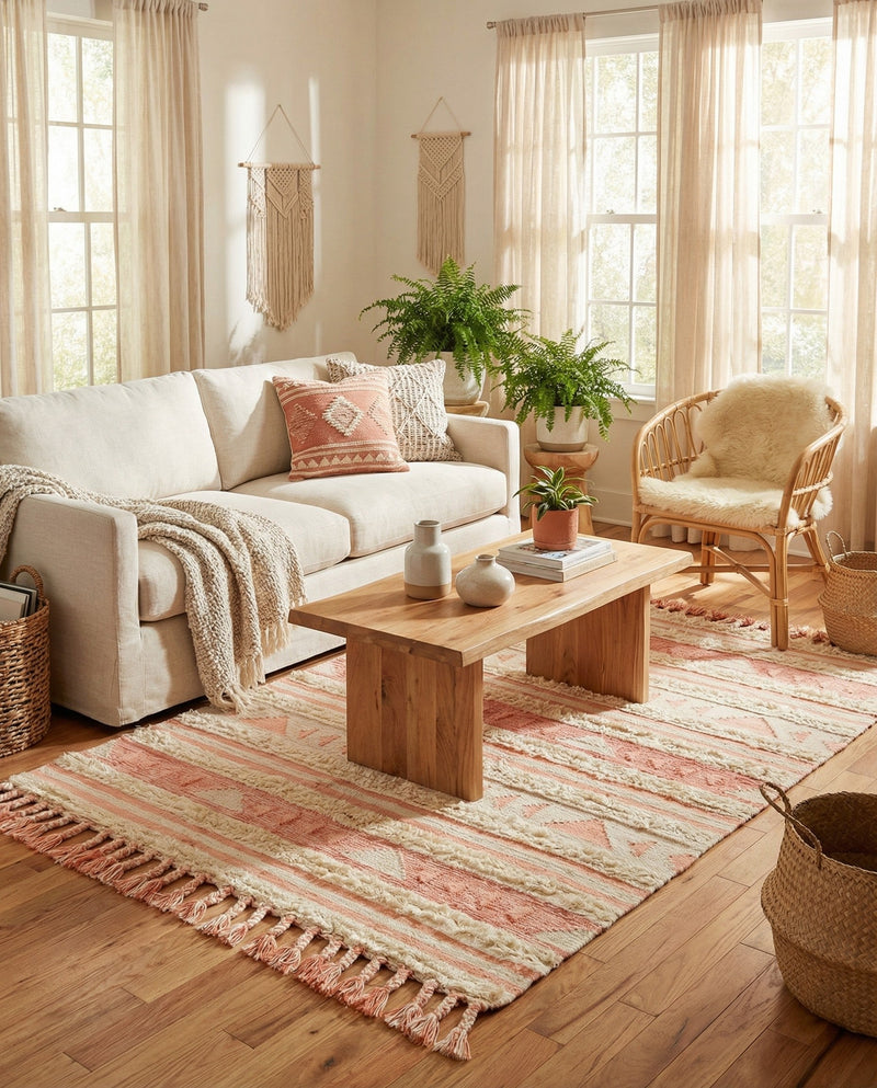 Sonoran Collection Area Rug - Montezuma Rectangle Baby Pink  lifestyle 36