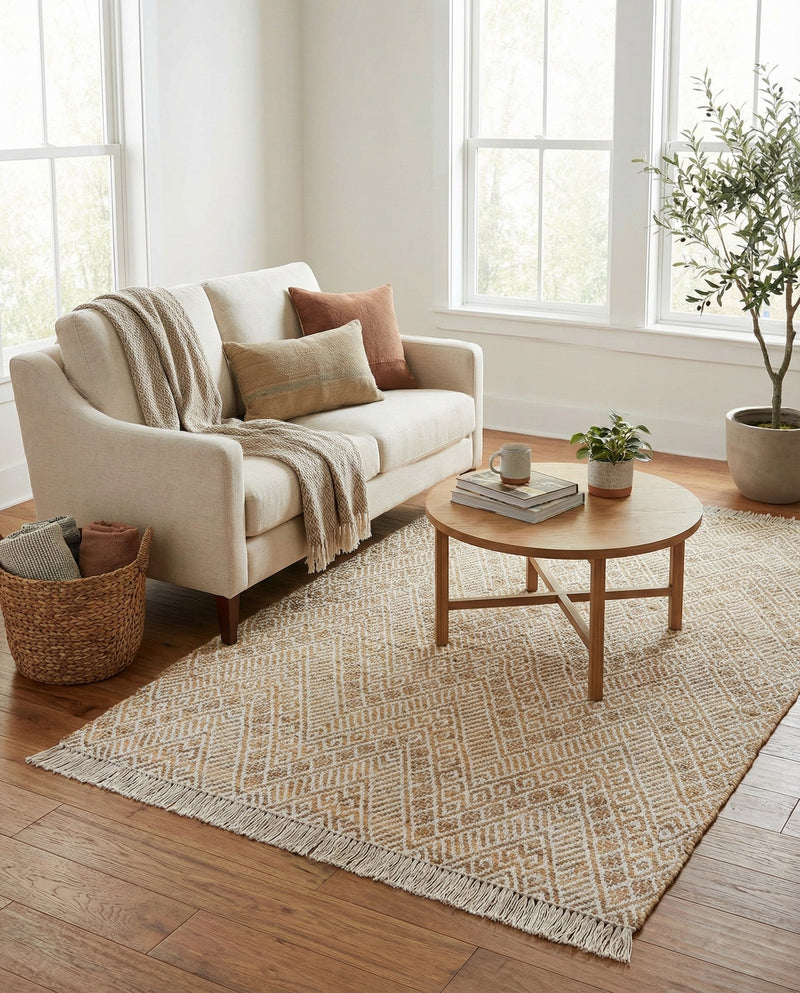 Woven Seaside Jute Collection Area Rug - Oia Rectangle White and Natural  lifestyle 14
