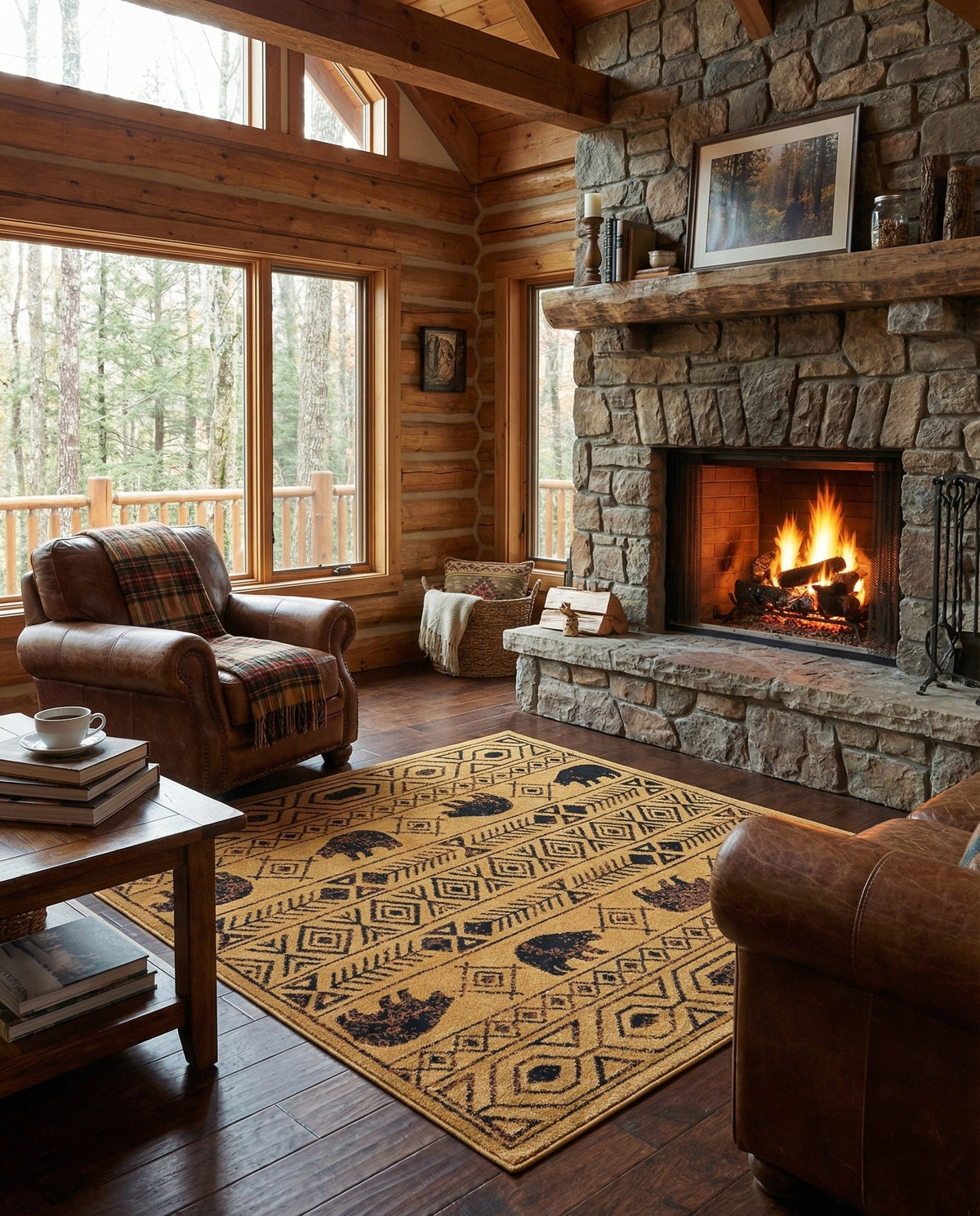 Frontier Trails Collection Area Rug -  Sedona Square Cedar  lifestyle 61