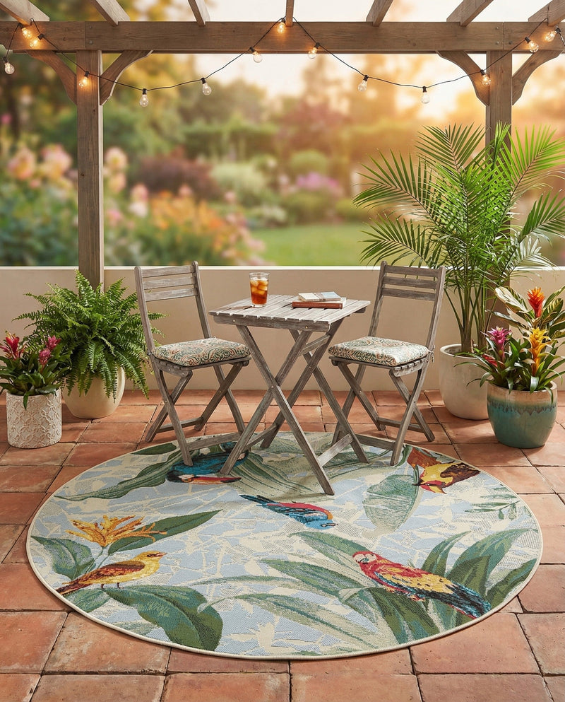 Seaside Blooms Collection Area Rug -  Tropic Round Multi  lifestyle 30