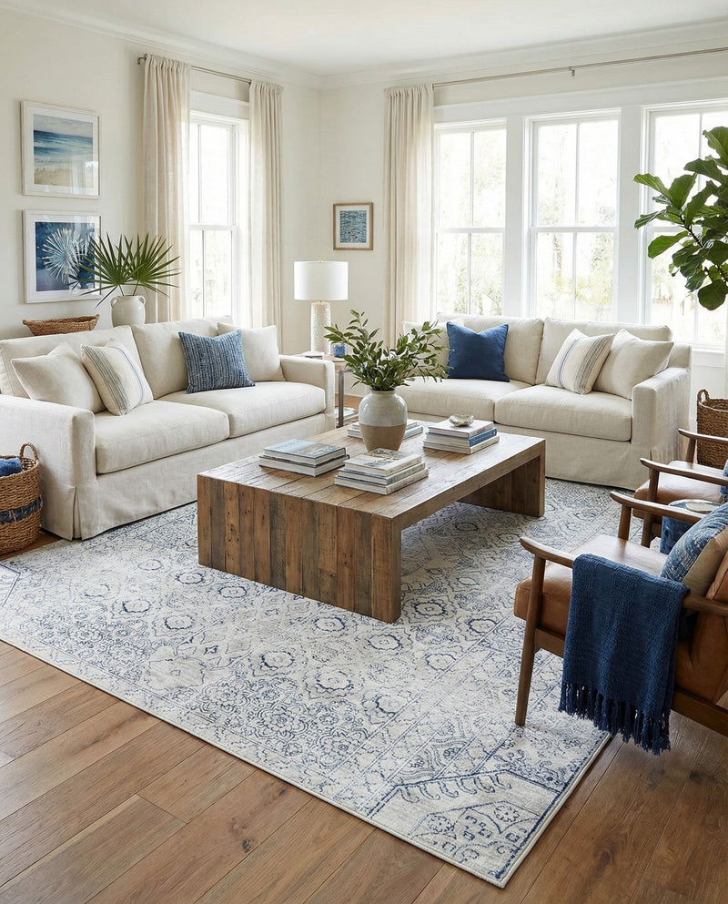 Coastal Haven Collection Area Rug -  Shoreline Square Gray  lifestyle 72