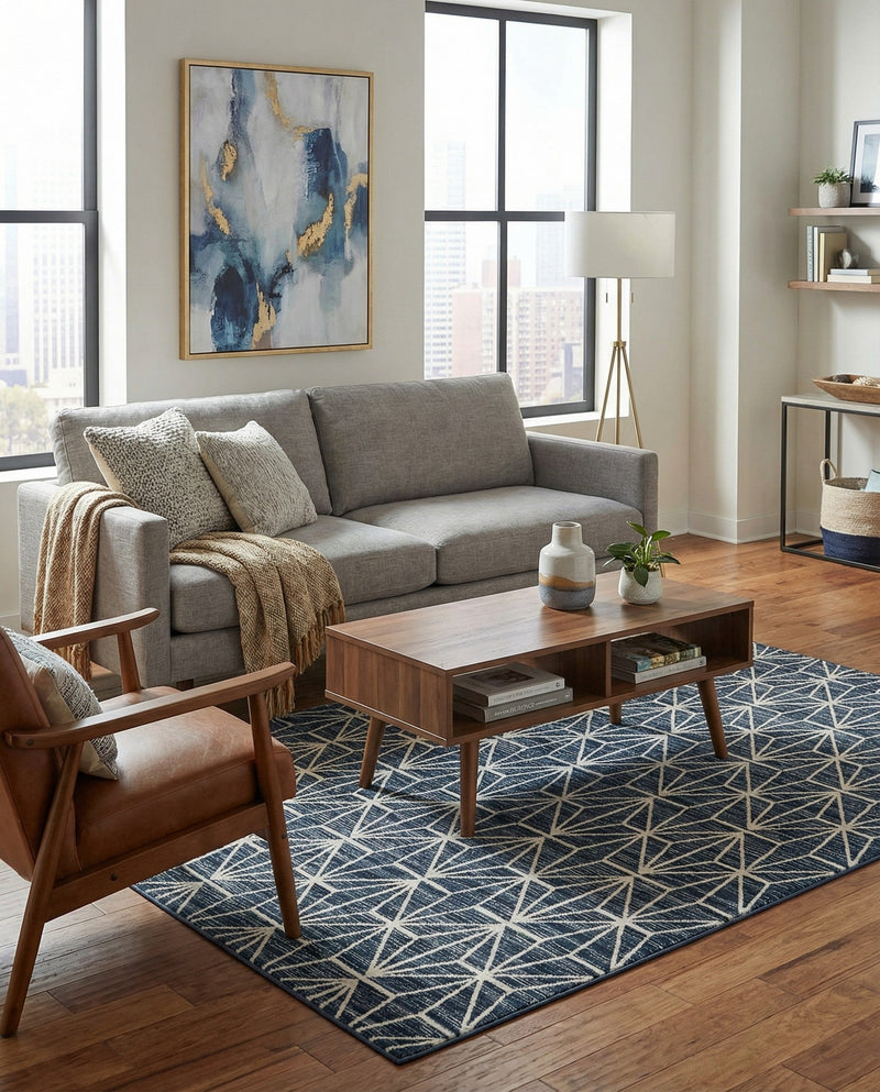 Metro Heights Collection Area Rug -  Hudson Rectangle Navy Blue  lifestyle 19