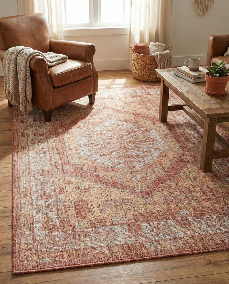 Patio Heritage Collection Area Rug -  Augusta (Rust Red) Rectangle Rust Red  lifestyle 17