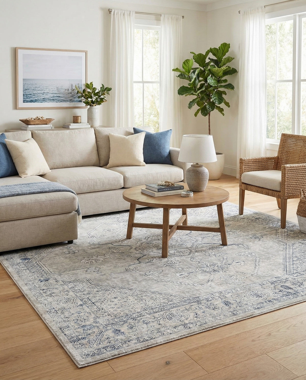 Coastal Haven Collection Area Rug -  Marina Square Gray  lifestyle 203