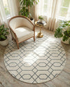 Hollywood Luxe Collection Area Rug - Sunset (White Silver) Round White Silver  lifestyle 60