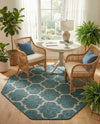 Savannah Pergola Collection Area Rug - Arbor (Teal) Octagon Teal  lifestyle 81