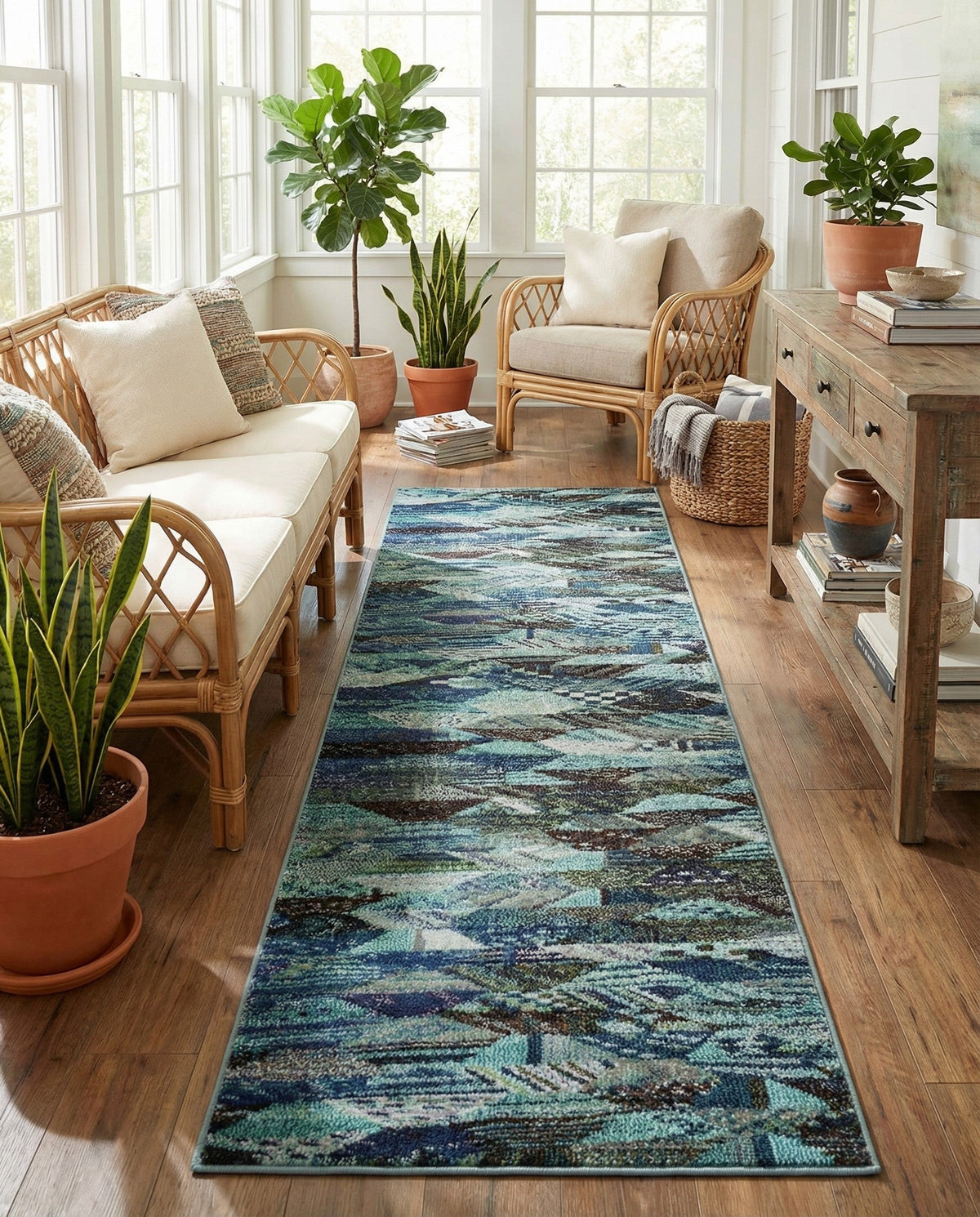 Sedona Vista Collection Area Rug -  Yucca Runner Blue  lifestyle 65