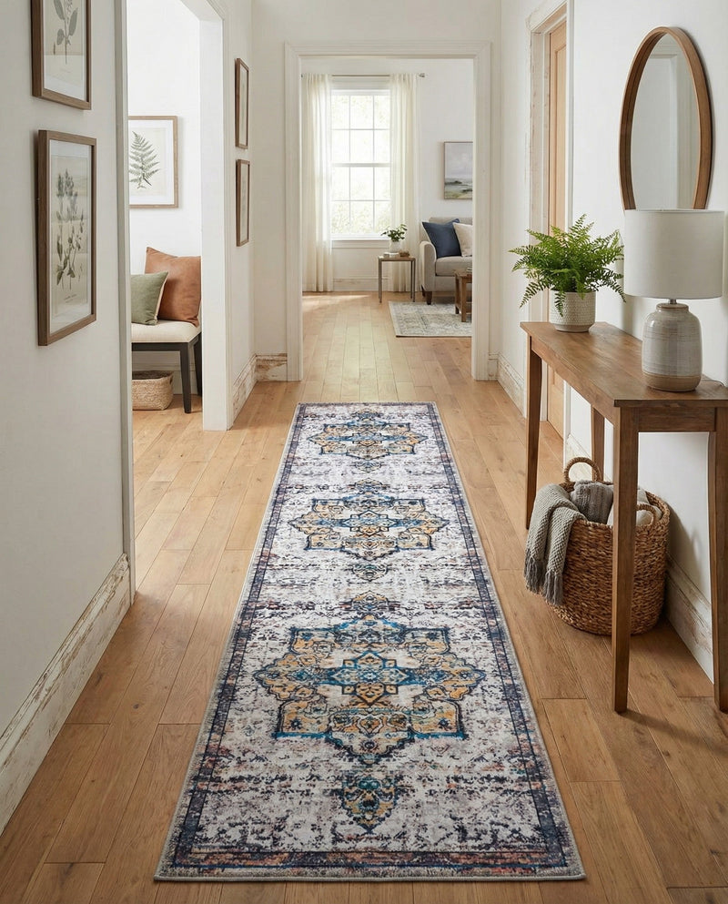 Baroque Era Collection Area Rug - Versailles (Sea Salt White) Runner Sea Salt White  lifestyle 65