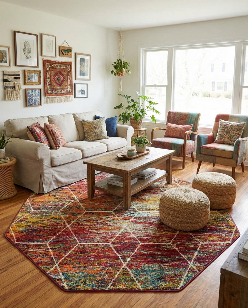 Trellis Mosaic Collection Area Rug - Arborville (Multi) Octagon Multi  lifestyle 32