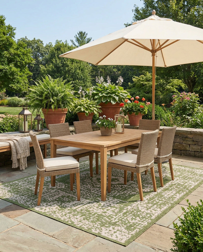Patio Heritage Collection Area Rug - Savannah (Green) Rectangle Green  lifestyle 10