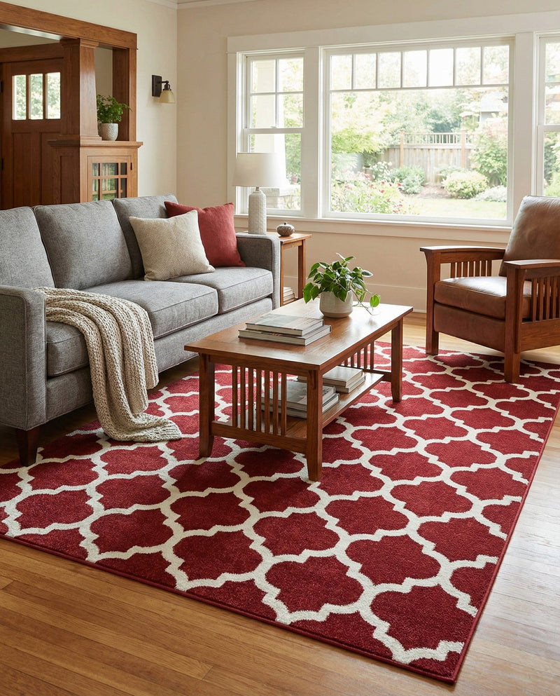 Lattice Gardens Collection Area Rug -  Bloomfield (Dark Terracotta) Rectangle Dark Terracotta  lifestyle 11