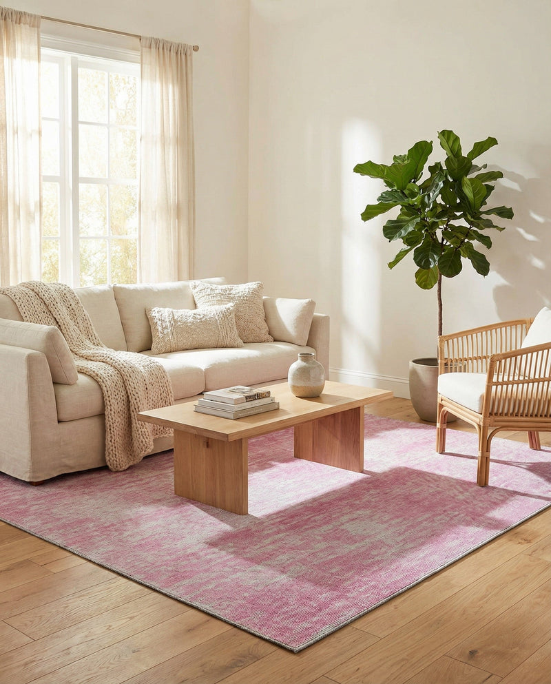 Sahara Essence Collection Area Rug - Oasis (Pink) Square Pink  lifestyle 40